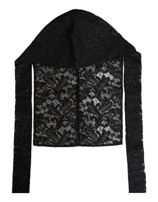 Dolce & Gabbana Schwarze Blumen-Spitzen-Kopfbedeckung - Image 2