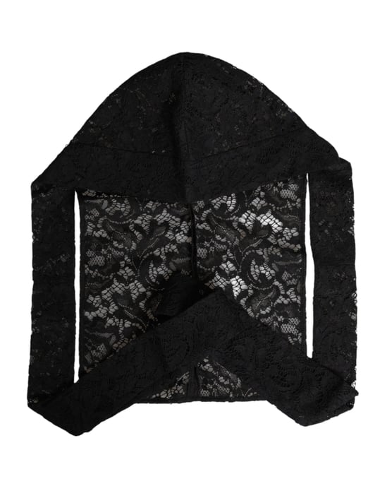 Dolce & Gabbana Schwarze Blumen-Spitzen-Kopfbedeckung - Image 4
