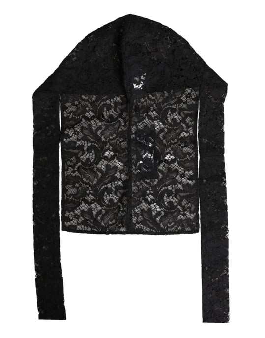 Dolce & Gabbana Schwarze Blumen-Spitzen-Kopfbedeckung - Image 5