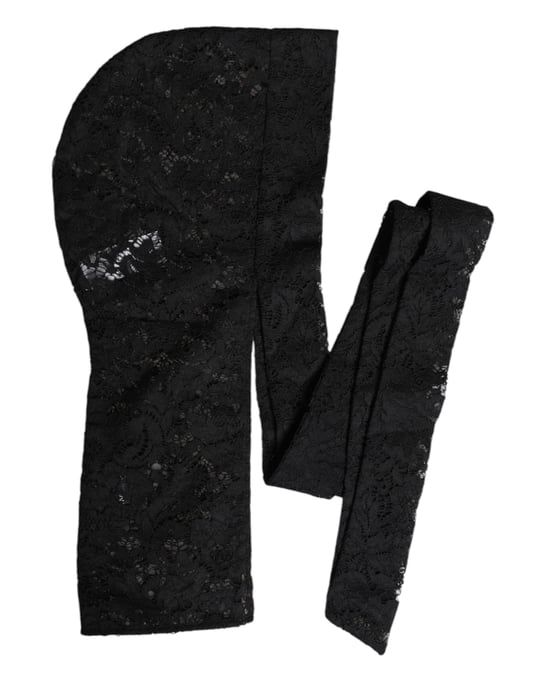 Dolce & Gabbana Schwarze Blumen-Spitzen-Kopfbedeckung - Image 6