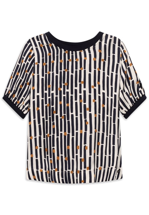 Bugatti Damen Bluse kurzarm mit grafischem Print aus 100% Viskose - Image 1