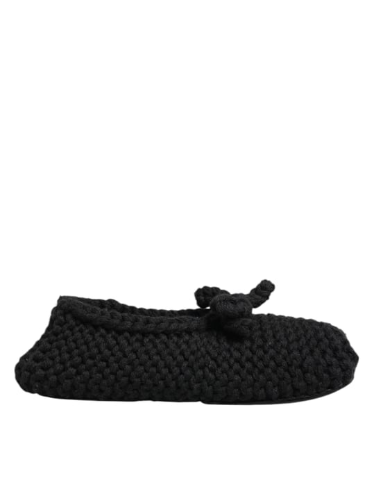 Dolce & Gabbana Schwarze Wollstrick Ballerina Slipper Schuhe - Image 2