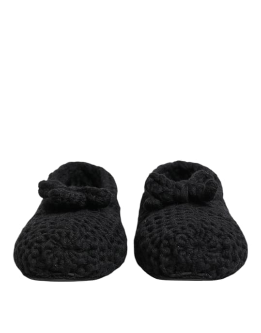 Dolce & Gabbana Schwarze Wollstrick Ballerina Slipper Schuhe - Image 3