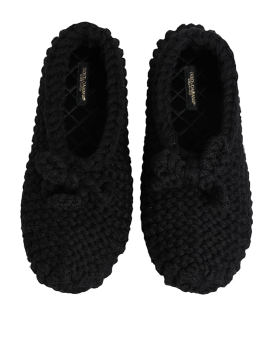 Dolce & Gabbana Schwarze Wollstrick Ballerina Slipper Schuhe - Image 4