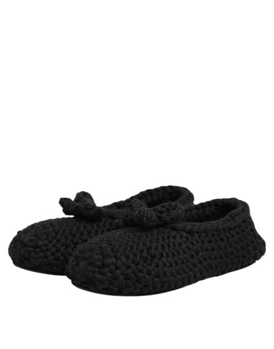 Dolce & Gabbana Schwarze Wollstrick Ballerina Slipper Schuhe - Image 5