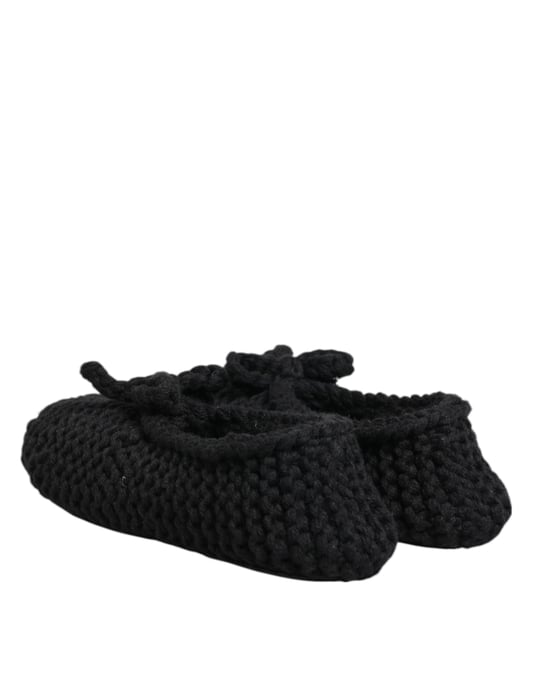 Dolce & Gabbana Schwarze Wollstrick Ballerina Slipper Schuhe - Image 6