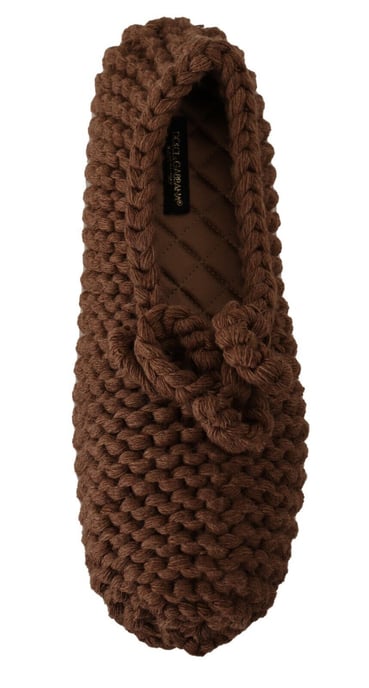 Dolce & Gabbana Braune Slip-On Ballerina Flats Wollstrickschuhe - Image 6