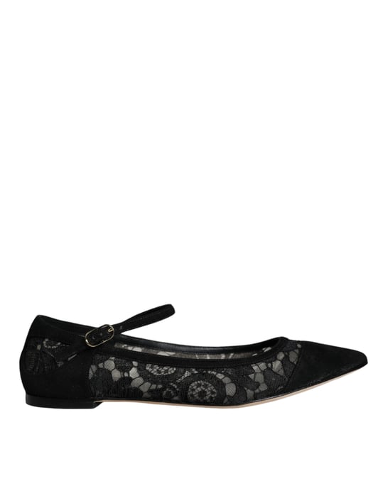 Dolce & Gabbana Schwarze Taormina Spitzen Bellucci Ballerinas - Image 1