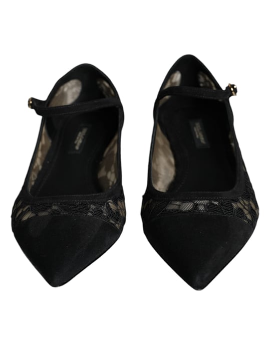 Dolce & Gabbana Schwarze Taormina Spitzen Bellucci Ballerinas - Image 2