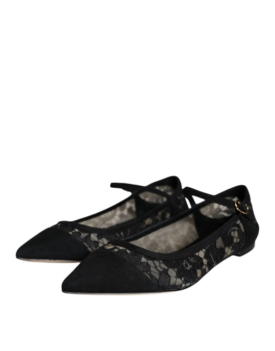 Dolce & Gabbana Schwarze Taormina Spitzen Bellucci Ballerinas - Image 3