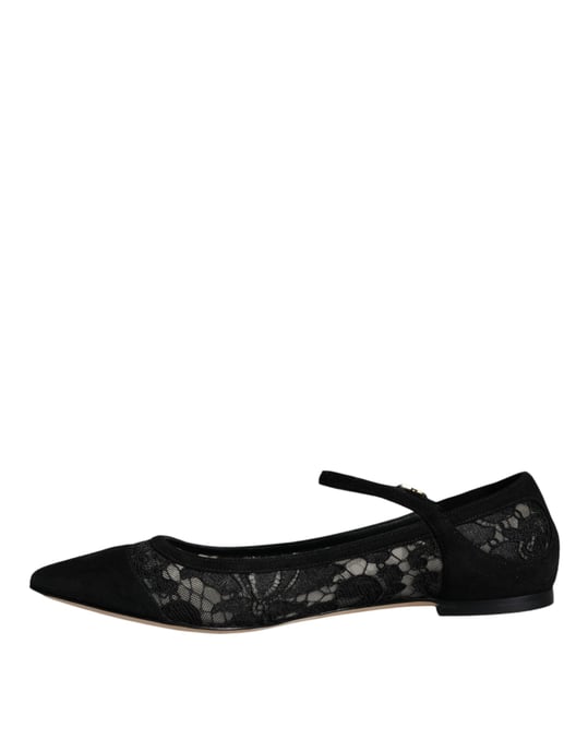 Dolce & Gabbana Schwarze Taormina Spitzen Bellucci Ballerinas - Image 4