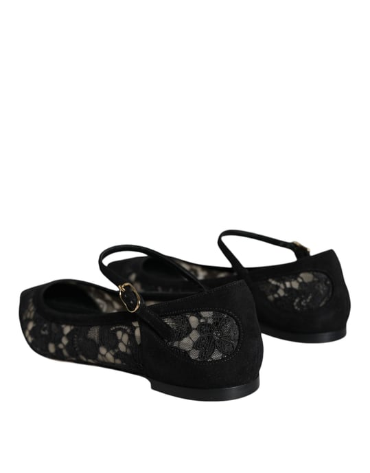 Dolce & Gabbana Schwarze Taormina Spitzen Bellucci Ballerinas - Image 5