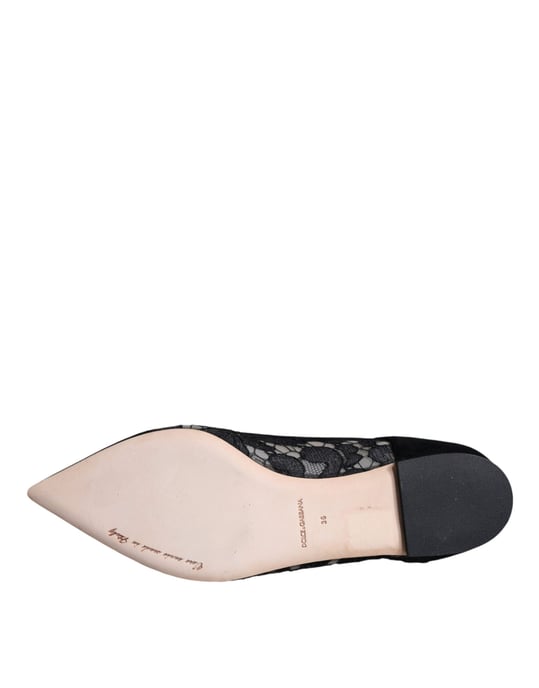 Dolce & Gabbana Schwarze Taormina Spitzen Bellucci Ballerinas - Image 6