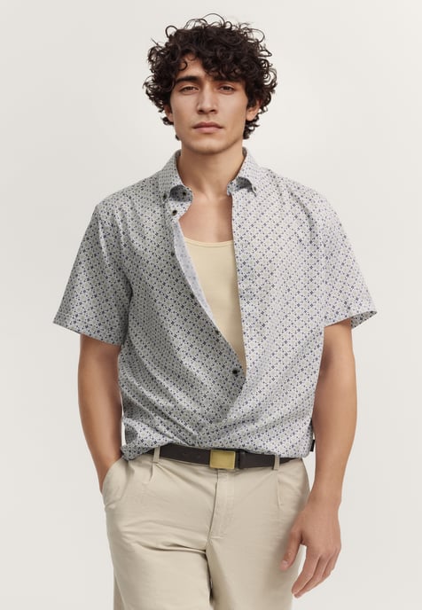 Bugatti Herren Kurzarm-Hemd elegant mit Allover-Muster - Image 1