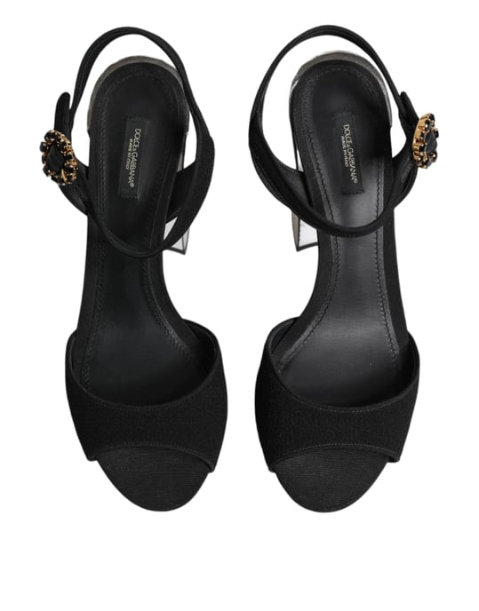 Dolce & Gabbana Black Crystal Riemchen-Sandaletten Keira - Image 3