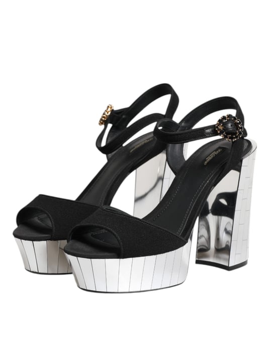 Dolce & Gabbana Black Crystal Riemchen-Sandaletten Keira - Image 4