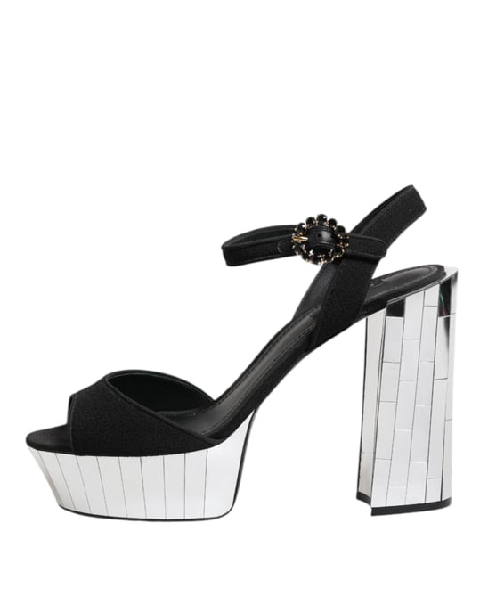 Dolce & Gabbana Black Crystal Riemchen-Sandaletten Keira - Image 6