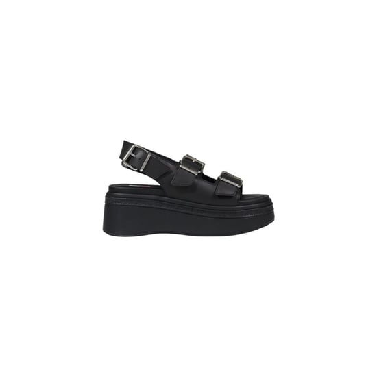 Tommy Hilfiger Jeans Schwarze Leder Plattformsandalen - Image 1