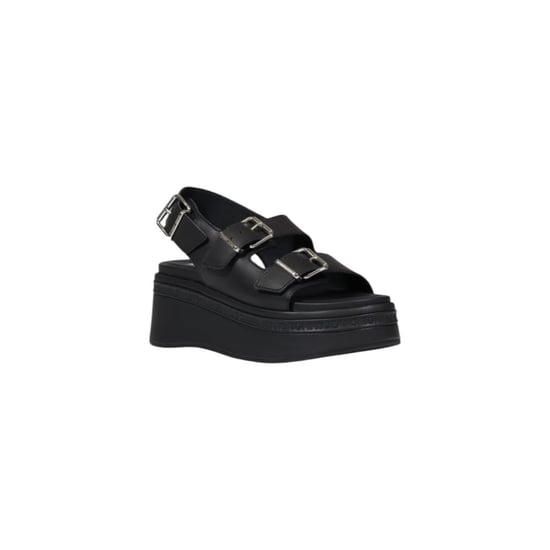 Tommy Hilfiger Jeans Schwarze Leder Plattformsandalen - Image 2