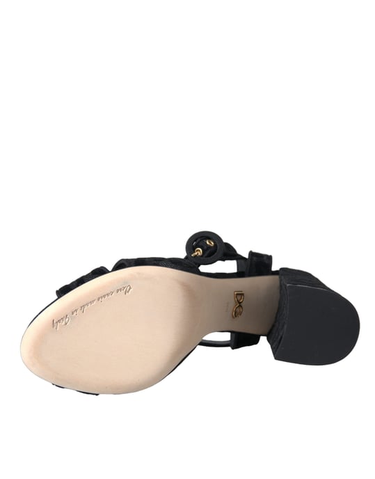 Dolce & Gabbana Schwarze Leopard Wildleder Absatzsandalen Schuhe - Image 5