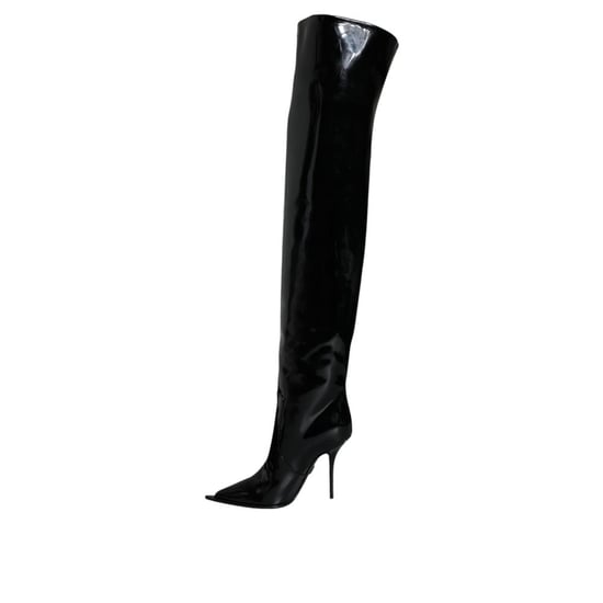Dolce & Gabbana Schwarze Leder Überknie-Stiefel - Image 3