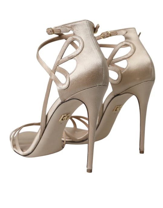 Dolce & Gabbana Beigefarbene Leder Sandalen mit Riemen - Image 3