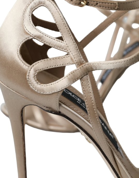 Dolce & Gabbana Beigefarbene Leder Sandalen mit Riemen - Image 5