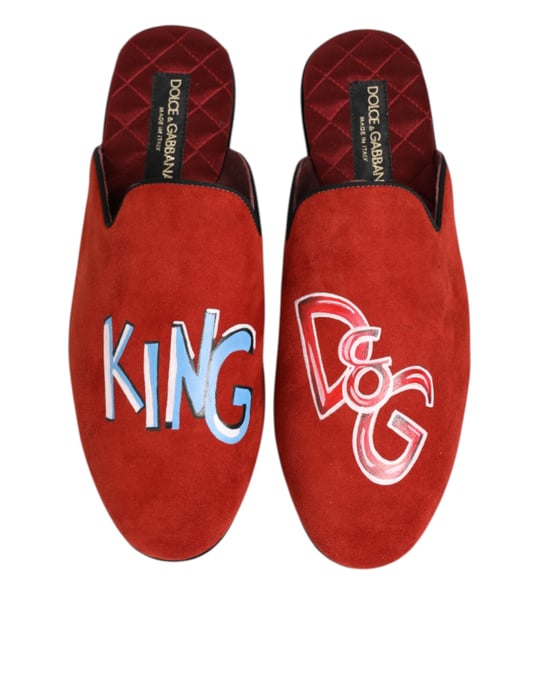 Dolce & Gabbana Rote Wildleder DG König Hausschuhe - Image 4