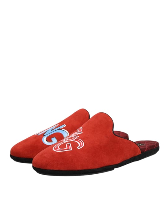 Dolce & Gabbana Rote Wildleder DG König Hausschuhe - Image 5