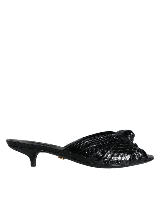 Dolce & Gabbana Schwarze Lederabsatz-Slides Sandalen Schuhe - Image 1