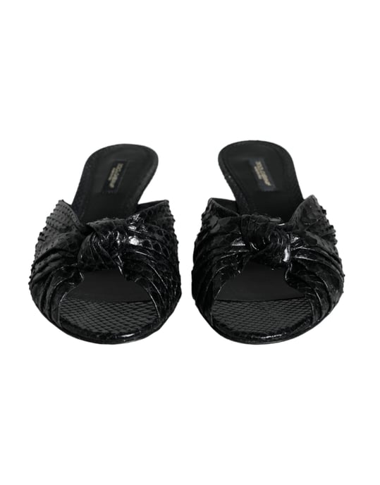 Dolce & Gabbana Schwarze Lederabsatz-Slides Sandalen Schuhe - Image 2