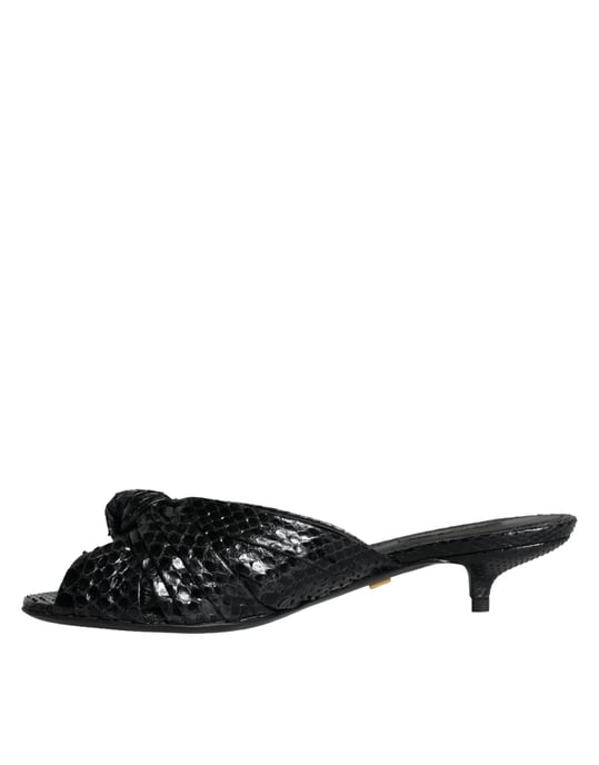Dolce & Gabbana Schwarze Lederabsatz-Slides Sandalen Schuhe - Image 4