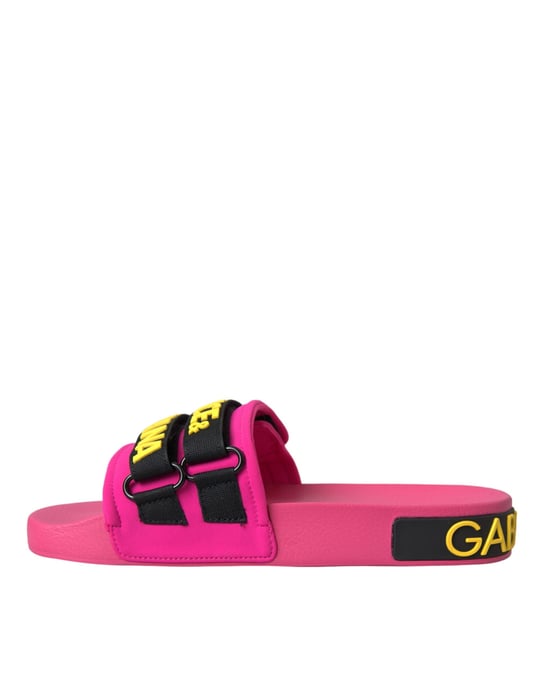 Dolce & Gabbana Pink-Black-Logo Strandflats Sandalen Schuhe - Image 5