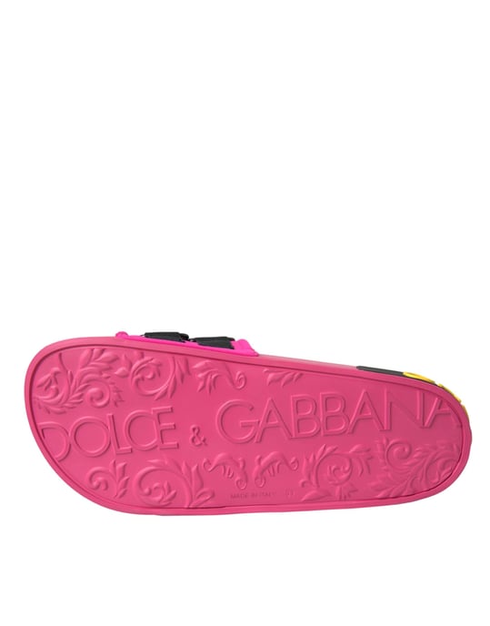 Dolce & Gabbana Pink-Black-Logo Strandflats Sandalen Schuhe - Image 6