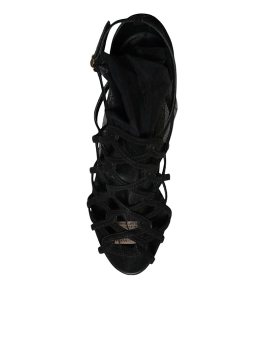 Dolce & Gabbana Schwarze Tüll Stretch Absatzsandalen Schuhe - Image 6