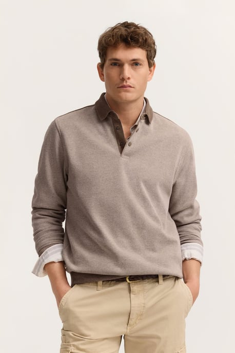 Bugatti Herren Sweatpoloshirt mit Druckknöpfen - Image 1