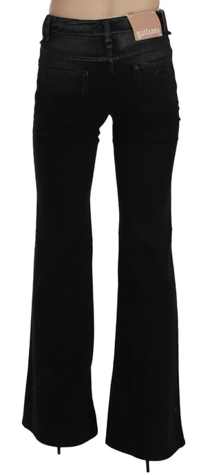 John Galliano Schwarze Gewaschene Hohe Taille Ausgestellte Denim Freizeitjeans - Image 3