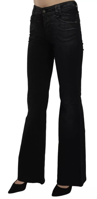 John Galliano Schwarze Gewaschene Hohe Taille Ausgestellte Denim Freizeitjeans - Image 4