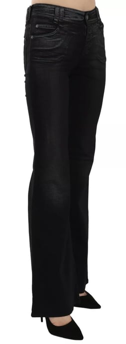 John Galliano Schwarze Gewaschene Hohe Taille Ausgestellte Denim Freizeitjeans - Image 5