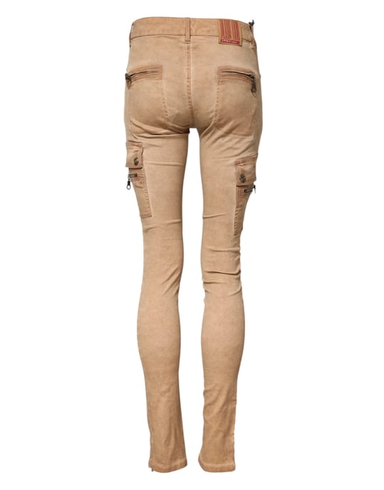 PLEIN SUD Braune Baumwoll-Mittelbund Skinny Denim Jeans - Image 3