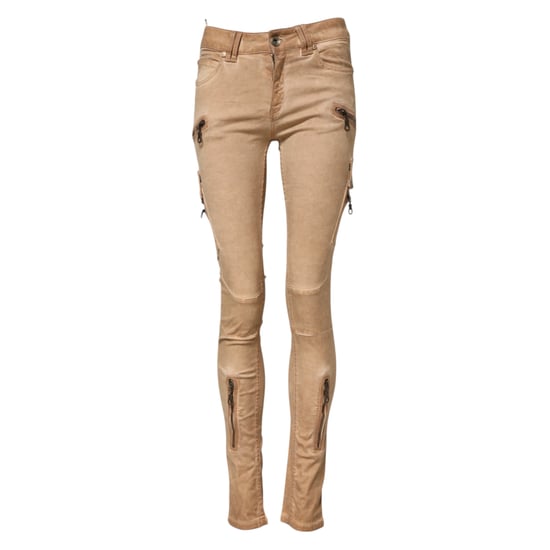 PLEIN SUD Braune Baumwoll-Mittelbund Skinny Denim Jeans - Image 5