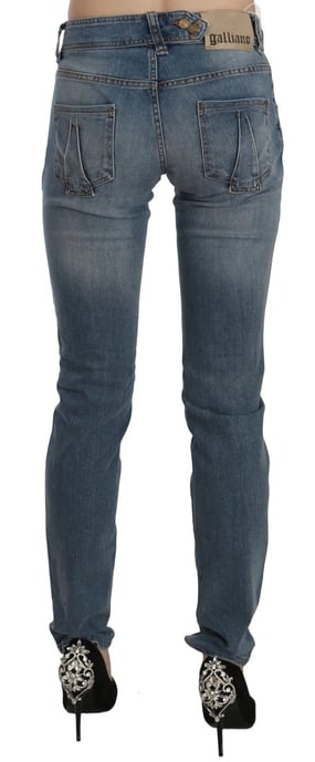John Galliano Blau gewaschene Mid-Waist Skinny Casual Denim Hose - Image 3