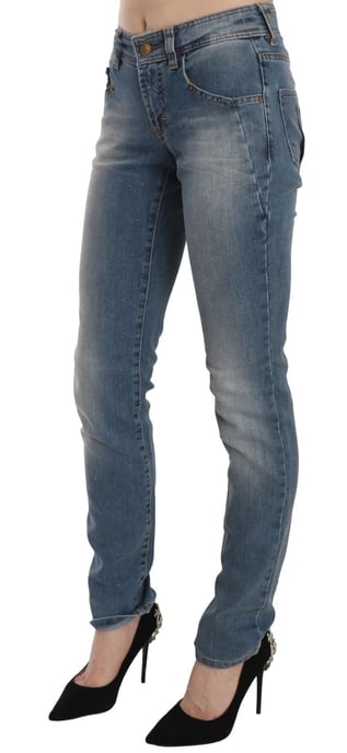 John Galliano Blau gewaschene Mid-Waist Skinny Casual Denim Hose - Image 4