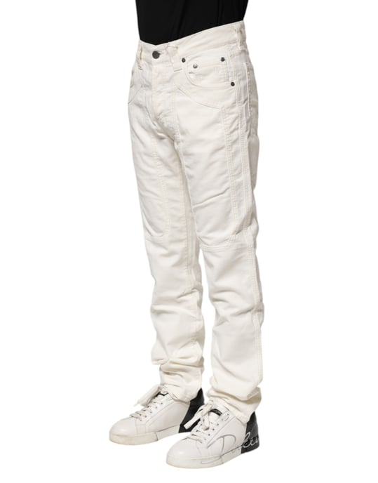 Jeckerson Weiße Baumwoll Stretch Gerade Passform Herren Denim Jeans - Image 3