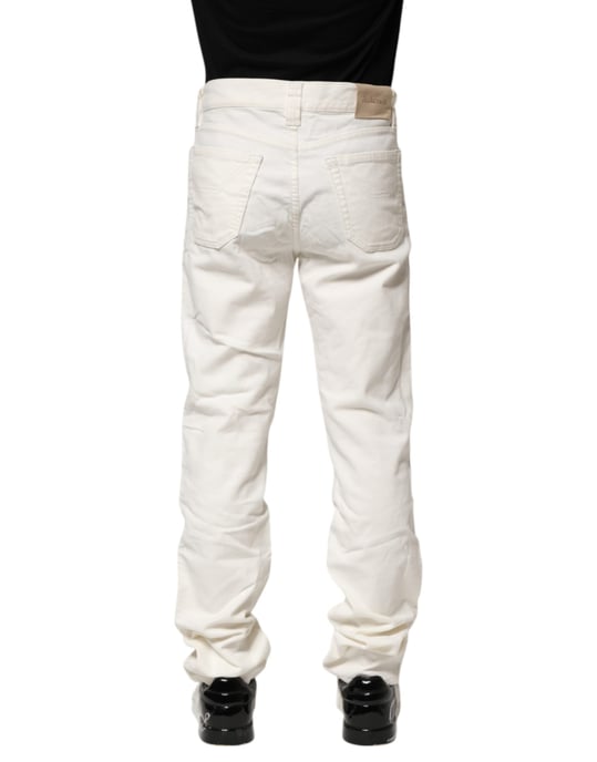 Jeckerson Weiße Baumwoll Stretch Gerade Passform Herren Denim Jeans - Image 4