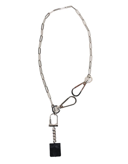 Dolce & Gabbana Silberfarbener Metallkettenschmuck mit DG-Logo Anhänger Herren Halskette - Image 6