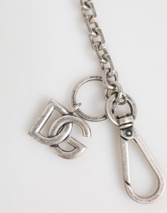 Dolce & Gabbana Silberfarbener Messing DG Logo Detail Kette Herren Halskette - Image 4