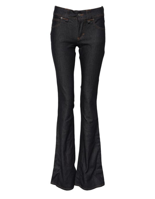 John Galliano Blaue Mittlere Taille Baumwollweite Leg Denim Jeans - Image 2