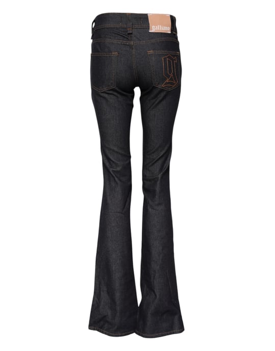 John Galliano Blaue Mittlere Taille Baumwollweite Leg Denim Jeans - Image 3