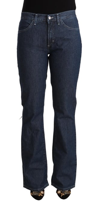 GF Ferre Blaue Baumwoll-Mittelbund Glockenjeans - Image 1